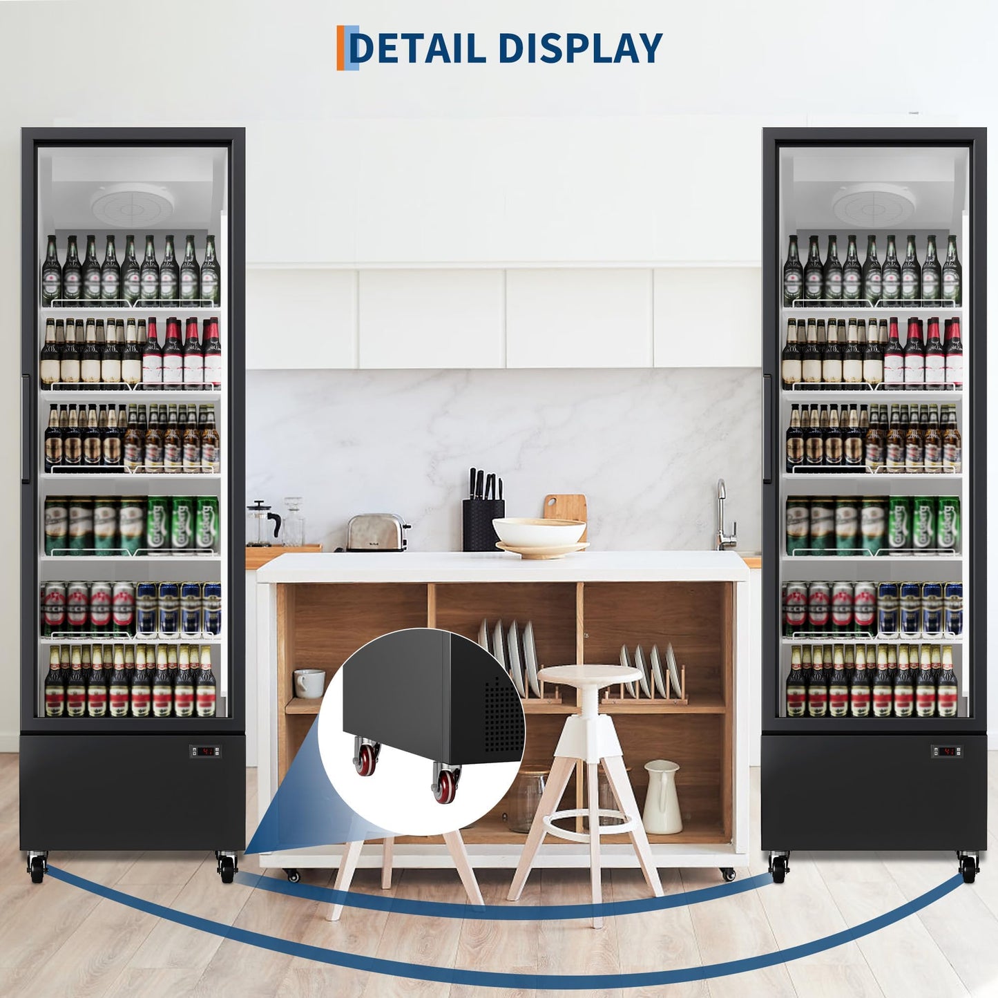 17.7 CF Commercial Refrigerator Display Refrigerator, Glass Door Upright Fridge, Cooler with Adjustable Shelves, Beverage Refrigerator for Shop, Restaurant, Store, Kitchen Appliances, Black