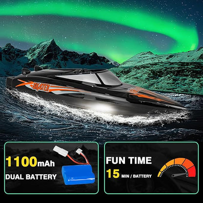 Cheerwing Skater RC Boat Self-Righting Remote Control Boat 25km/h High Speed Racing Boats Toys for Pools &amp Lakes 2 Batteries