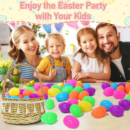 300 Pcs Plastic Easter Eggs Bulk, 2.2" Easter Eggs Fillable, Bright Colors Plastic Eggs Bulks for Easter Egg Hunt, Filling Treats and Party Favor, Easter Basket Stuffers Fillers for Kids Toddlers