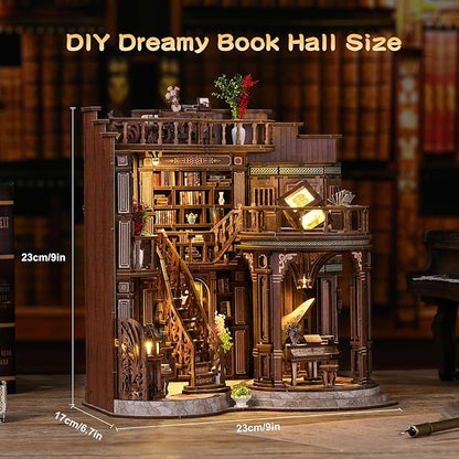 Book Nooks for Adults DIY Miniature Dollhouse Book Nook Kit Model Kits Craft Kits for Adults 3D Wooden Puzzle Book Nook Craft Bookshelf Decor Adult Craft Kits Gift with Led Light