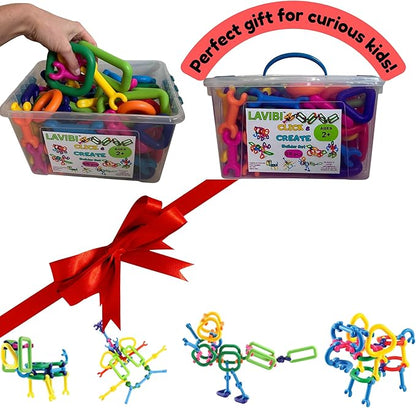 Click &amp Create Builder Set (80 pcs) - STEM Educational Interlocking Building Blocks for Kids Ages 2-7 Creative Construction Toy for Boys &amp Girls Colorful Fine Motor Skills Toy