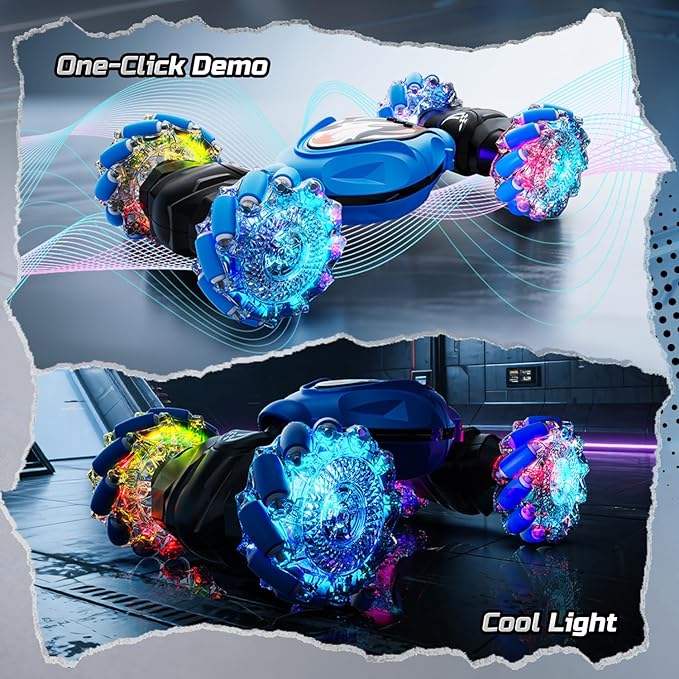 Holyton Gesture &amp Remote Control RC Stunt Car with Magic Color-Changing Body Cool Lights &amp Music 4WD All-Terrain Vehicle Photochromic Coating Gift for Boys Girls Age 6-7-8-9-10-11-12