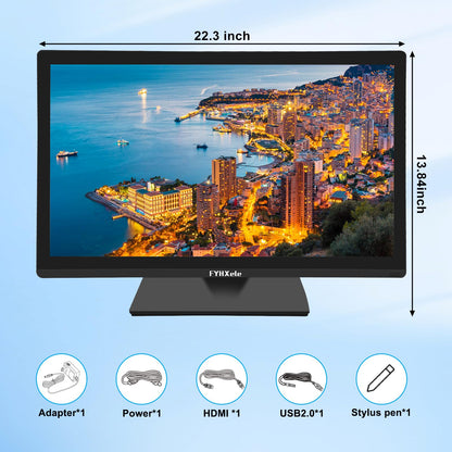 FYHXele 24 Inch Touchscreen Monitor, IPS FHD 1080P Touch PC Display, 100Hz, LED Backlit Multi-Touch Monitor, VESA, HDMI & VGA & USB Computer Touch Screen for Gaming, Business, Warehouse, Bar, Gym