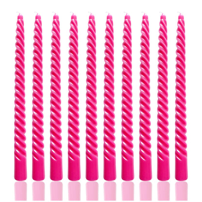 10 Inch Hot Pink Taper Candle Set, 10 Pack Unscented Dripless Valentine Taper Candles Candlesticks for Dinner Parties Wedding Home Decoration Picnic