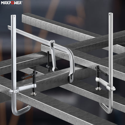 MAXPOWER Deep Throat F Clamp 15-5/8" x 5-5/8" (400 x 140 mm), Heavy Duty Bar Clamp for Welding, Pack of 4
