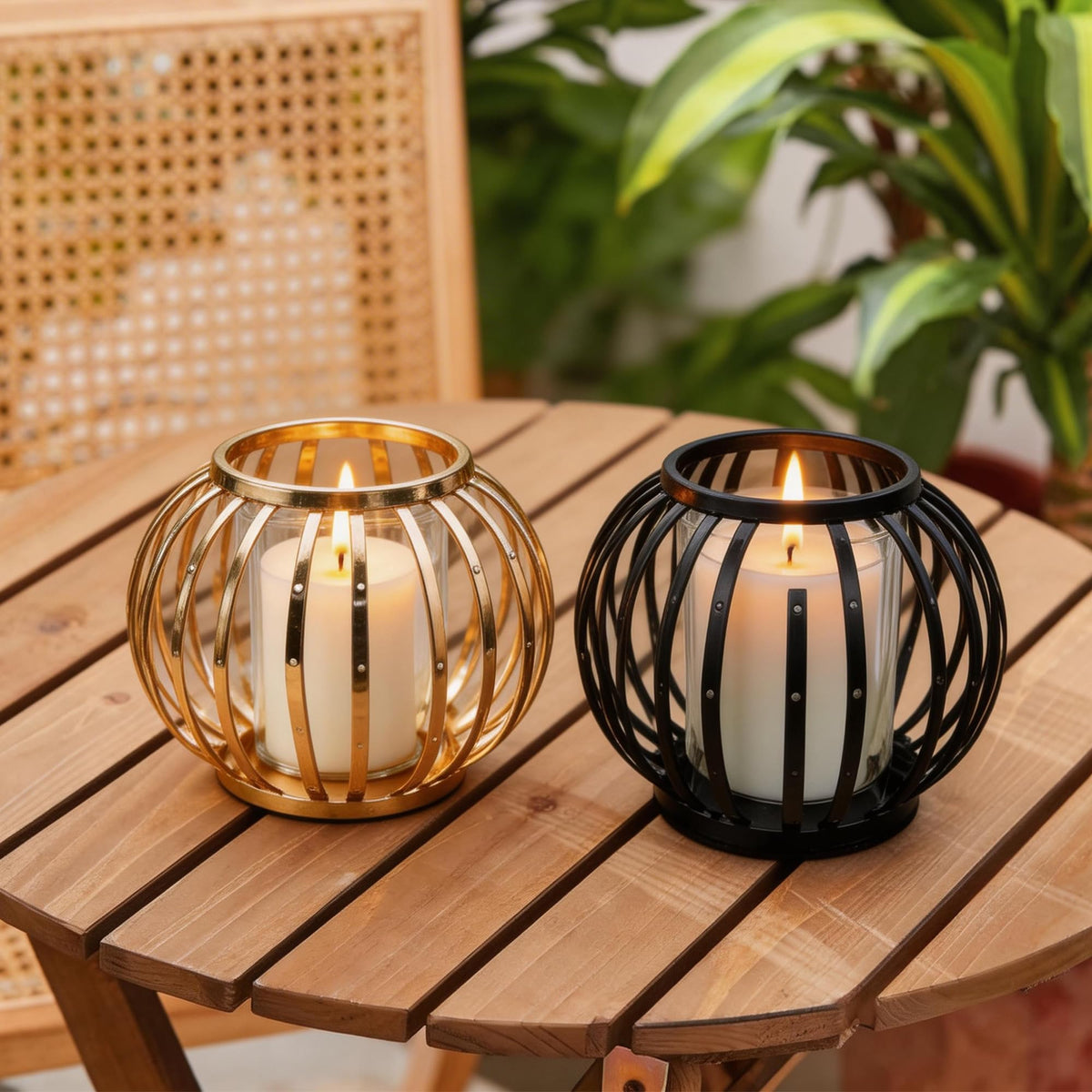 HiSnug Hurricane Candle Holders for Pillar Candles - Lantern Candlestick Holder with Clear Glass Sleeve, 2 PCS Elegant Decorative Candleholders for Dining Table Centerpiece Home Decor, 2PCS, Gold