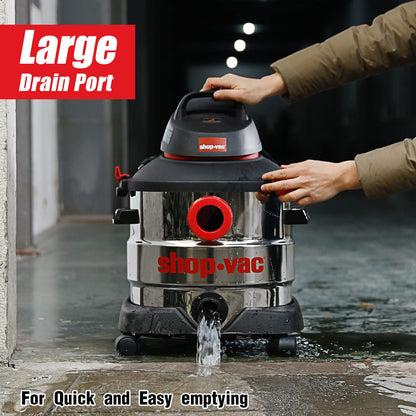 Shop-Vac 5989400 8 Gallon 6.0 Peak HP Wet/Dry Vacuum + 1-1/4" Round Brush 2 Pack…