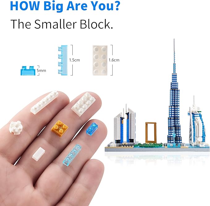 Architecture Dubai Skyline Collectible Model Building Kit Micro Blocks Sets for Adults Present Model Kit 2545 Pieces
