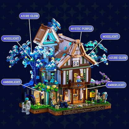 Sylvan-Inn Treehouse Lighting Building-Bricks-Set - 3120 Pcs Elf Hotel Cabin Collection Tree House LED Light Set for Adults and Retro House Collectors