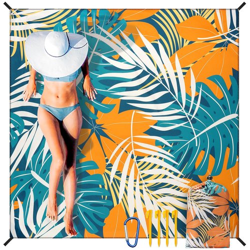 HIHOHO Beach Blanket Waterproof Sandproof Extra Large Beach Mat 79" X 83"/120"x108"for 1-8 Adults Quick Drying Durable Outdoor Picnic Mat for Beach Travel Camping Hiking