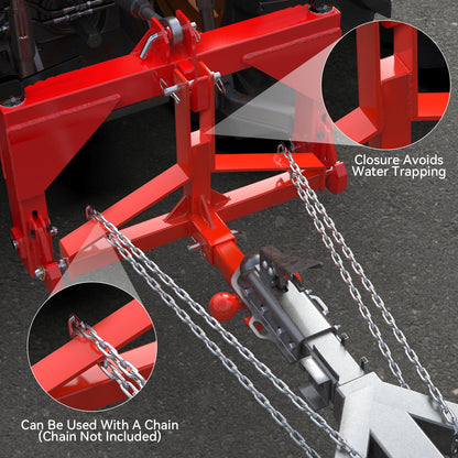 Red 3 Point Trailer Hitch with Receiver and Ball, Tractor Mover Drawbar, Farm Equipment and Subcompact Trailer Hitch for Tractor Standard Category 1