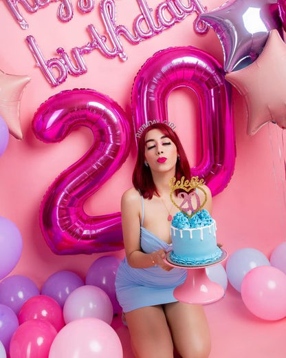 Hot Pink Number 20 Balloons 40 inch, 20 Number Balloons, 20th Birthday Decorations, 20 Year Old Women Hot Pink Party Supplies