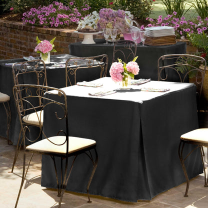 Tablevogue Machine Washable Polyester Solid Fitted Stain Resistant Table Cover Square Tablecloths for Events Wedding Special Occasions Table Cloth 34-inch, Black