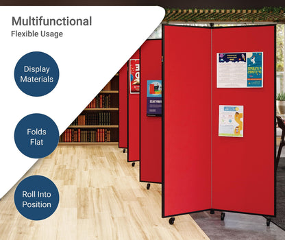 Screenflex Display Towers, Portable Wall Divider Boards for Art Show Partitions, Classroom Panels and Offices - 5'9”H x 3'1”W - 3 Panels - Stone Fabric