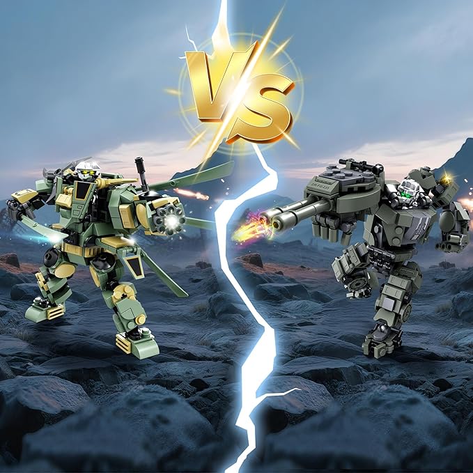 Transforming Mech Robot Building Blocks Set 4 Kinds of Destroy Warrior City Mecha Action Figure with Weapons Cool Creative Robots Toys Gift for Teens Boys 14+ (1448 PCS)