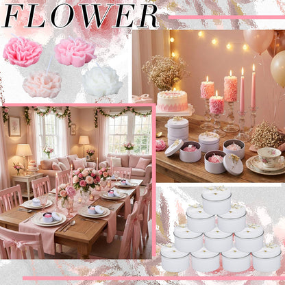 Threlaco 12 Pcs Flower Candles Scented Bridesmaid Gift Set Soy Wax Aromatherapy Candles Bulk for Wedding Bridal Shower Home Guests Women Valentines Mothers Day Anniversaries Favor(Pink Gradient)