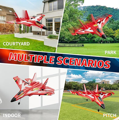 Foam RC Plane Toys with 3 Batteries Remote Control Airplane RC Jet Helicopter Drone Plane for Kids Adults Easy to Fly RC Fighter Remote Control Aircraft with Automatic Balance Gyro for Adult Kids