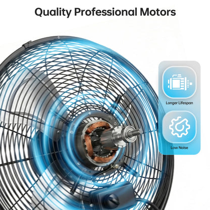 Allsheen 20 Inch High Velocity Pedestal Fan, Heavy Duty Industrial Standing Fan with 3-Speed & Adjustable Height (47.1"-55.1"), Metal Fan for Bedroom, Patio, Workshop & Indoor Air Circulation