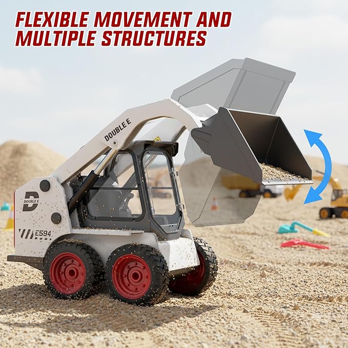 DOUBLE E RC Skid Steer Loader Toy for Kids1:14 Scale Remote Control Construction Truck with Lights Sound &amp Sounds 2.4GHz RC Truck Toy 360°RotationRC Front Loader Tractor Engineering Vehicles