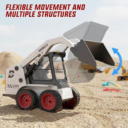 DOUBLE E RC Skid Steer Loader Toy for Kids1:14 Scale Remote Control Construction Truck with Lights Sound &amp Sounds 2.4GHz RC Truck Toy 360°RotationRC Front Loader Tractor Engineering Vehicles