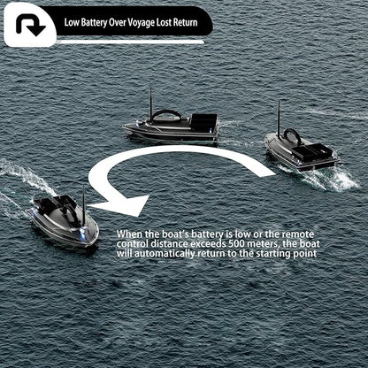 Zunate RC Fishing Bait Boat with for Pools and Lakes 1.5Kg Loading 500M Remote Control Fishing Boat Double Motor Dual Bait Automatic  Auto Return
