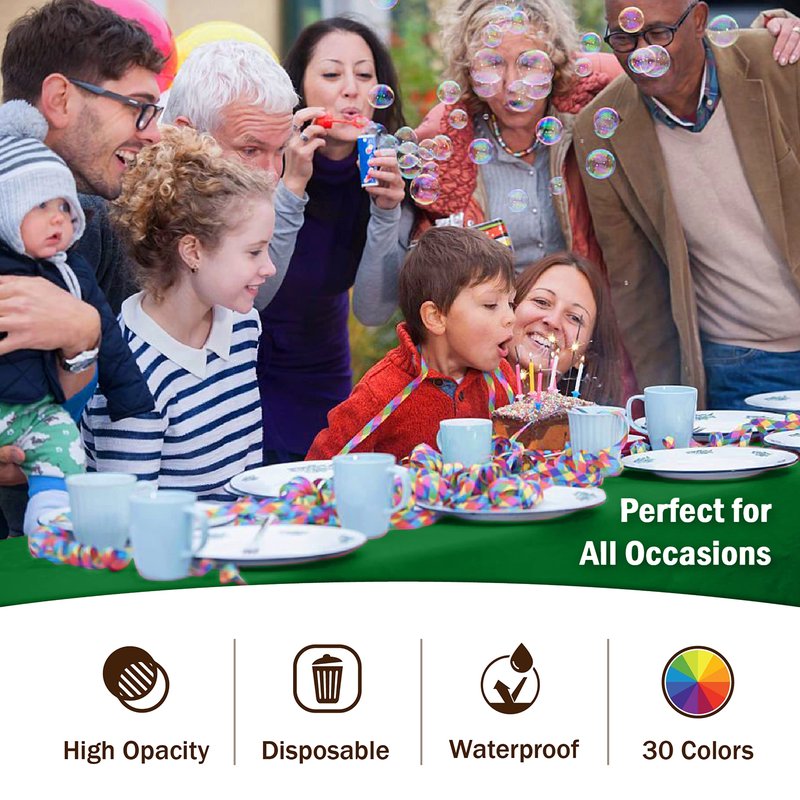 Party Solids Emerald Green Rectangular Plastic Tablecloth - 54x108 Inch, Pack Of 24