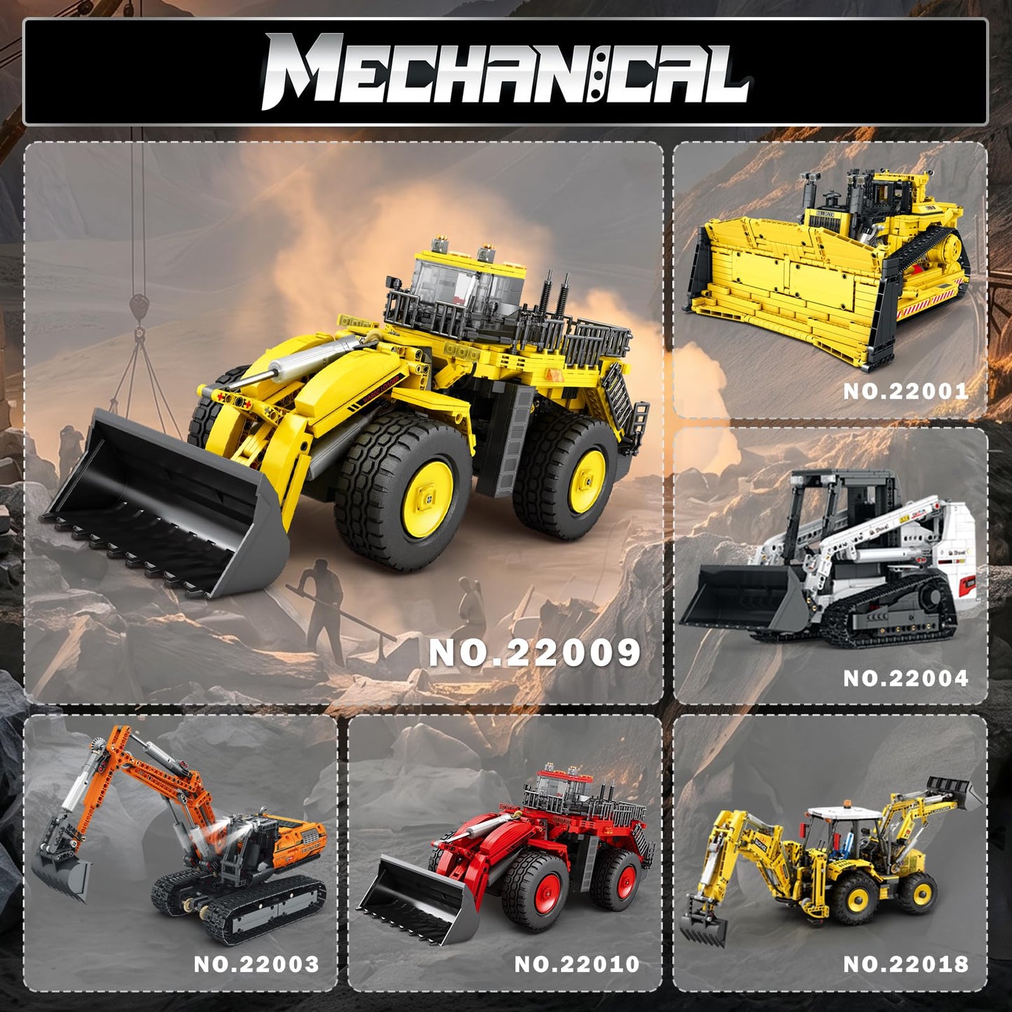 Reobrix Bulldozer Building Blocks Set for Adults with Lights 22009, RC Loader Building Toy, Remote Control City Construction Engineering Vehicle Mechanical Excavator Model Kit for Adult (1746PCS)