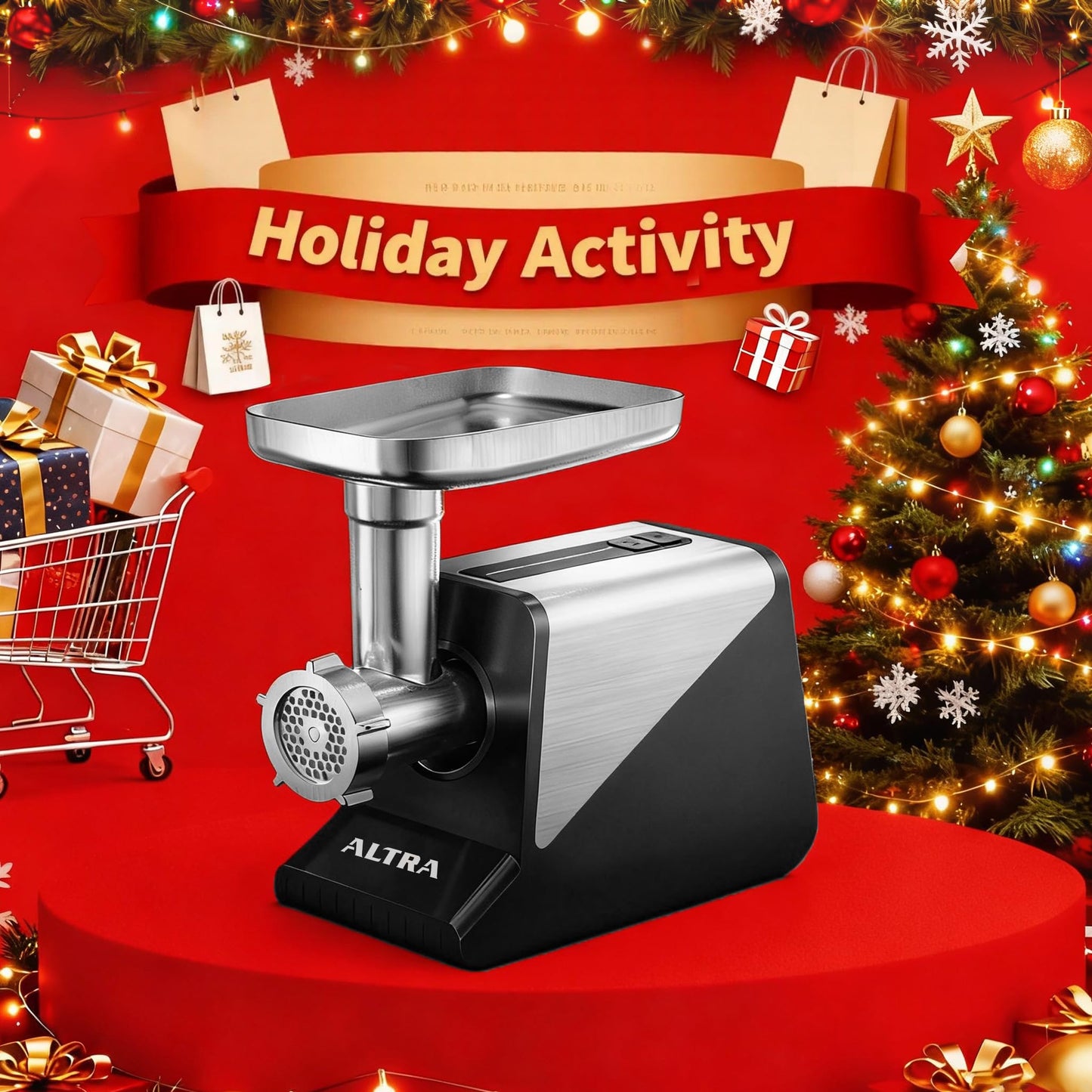 ALTRA LIFE #8 Meat Grinder, [3200W Max] Electric Heavy Duty Sausage Stuff with 2 Stainless Steel Blades and 3 Grinding Plates, Sausage Tube & Kibbe Kit, for Commercial & Home Use