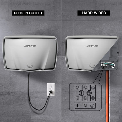 JETWELL 2Pack Compact Hand Dryer for Commercial Bathrooms, Stainless Steel Cover High Speed Automatic Warm Wind with Heating Switch, AC110V-130V
