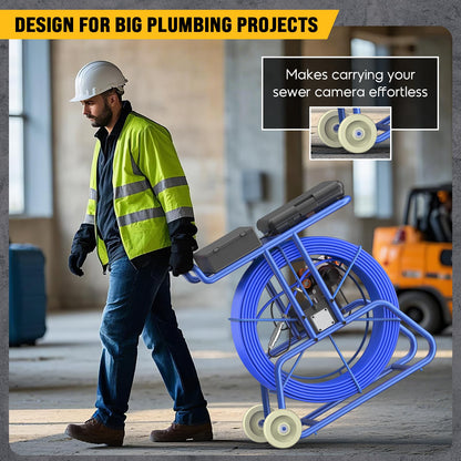 Anysun Sewer Camera Self Leveling with 512Hz Sonde, 9MM 330Ft Thicker Cable w/Wheel, 32MM IP68 Camera, Distance Counter, 1-Touch Video/Audio, 10" Adjustable Screen, Pipe Inspection Camera w/ 32G Card