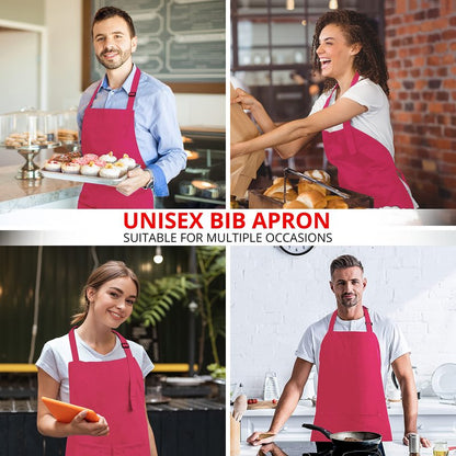 Utopia Kitchen 2 Pack Bib Apron, Adjustable with 2 Pockets, Water and Oil Resistant, Cooking Kitchen Chef Apron for Women Men