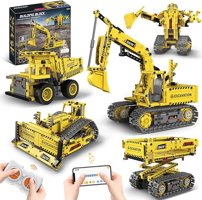 5 in 1 STEM RC Robot Building Kit 555 PCS APP &amp Remote Control Robot Toys for Kids Age 6 7 8 9 10 11 12+ Engineering Science Coding Robotic Toys Birthday Gifts for Boys &amp Girls