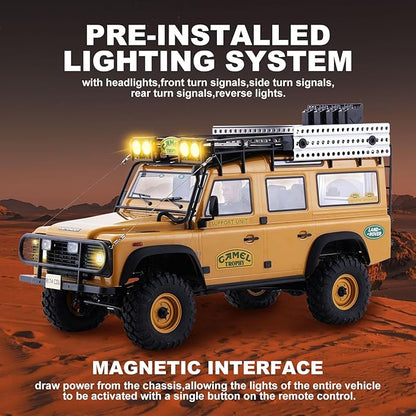 EAZYRC FMS FCX10 1/10 RC Crawler Land Rover Camel Trophy Edition Official Licensed 4WD All Terrain Off-Road RC Truck for Adults High-Detail Scale RC Car with Metal Gears Upgraded Shocks (Defender)