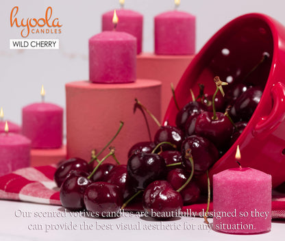 HYOOLA Scented Votive Candles - Wildcherry Votive Candles -12 Hour Burn Time - 9 Pack - European Made