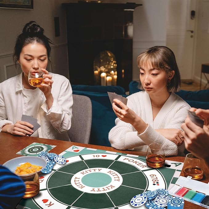 Extguds Michigan Rummy Deluxe Board Game Set: Felt Game Mat + 2Boxes of Playing Chips (200 Pieces)+1Deck of Poker+1Game Manual.The Perfect Blend of Rummy and Poker Perfect for Family Game Night