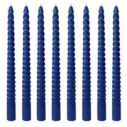 8 Pack 10 Inch Navy-Blue Spiral Taper Candle Set, 7/8 Inch Unscented Driples Candlesticks for Home Decoration, 6-7 Hours Burn