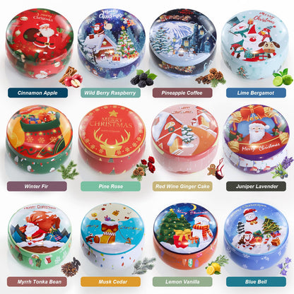 12 Pack Christmas Scented Candles with Natural Soy Wax, Long Lasting Aromatherapy Soy Candles for Home Scented, Christmas Candles Gift Set for Women & Friends