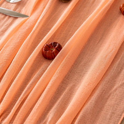 Keketoarrange 6pcs Fresh Salmon Cheesecloth Table Runner Valentines Decor Peach Echo Gauze 120 Inch 10 FT Boho Table Runner for Wedding Baby Shower Bridal Shower Party Sheer Spring Home Decorations