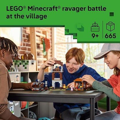 LEGO Minecraft The Pillager Outpost and Ravager Building Toy - Video Game Building Blocks for Kids Boys &amp Girls Ages 9+ - Includes Space Sentinel &amp 3 Minifigures - Gift Idea for Gamers - 212