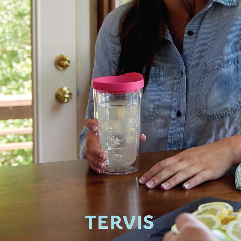 Tervis Clear & Colorful Tabletop Made in USA Double Walled Insulated Tumbler Travel Cup Keeps Drinks Cold & Hot, 16oz - 4pk, River Rock