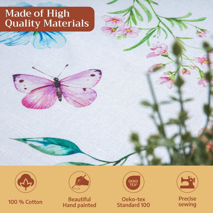 Maison d' Hermine Table Cloth Rectangle Table 100% Cotton 60 x 90 Inches Tablecloth Reusable Decorative for Dining Kitchen Room Farmhouse Home Gifts for Mothers Day Spring Summer - Just Floral
