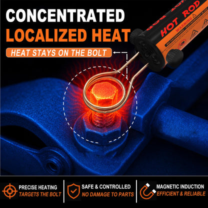 Solary Magnetic Induction Heater Bolt Removal, 1200W 110V Heat Induction Tool for Rusty Bolts & Frozen Nuts, Nut Buster Tool with 8 Coils & Case