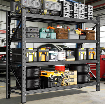 Lionhon Heavy Duty Garage Shelving, 59" W x 23" D x 67" H, 5000 LBS Capacity, 4-Tier Adjustable Metal Storage Shelves, Reinforced Steel Storage Rack for Garage, Warehouse, Basement