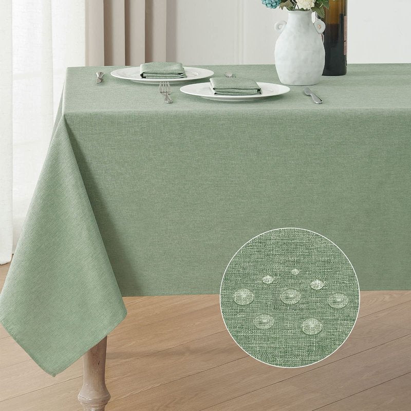 Veblandy 2 Pack Rectangle Tablecloth, 60x120 inch, Water Resistant Wrinkle Free Linen Textured Table Cloth Washable, Decorative Fabric Table Cover for Dining, Party and Camping, Sage Green