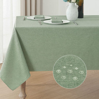 Veblandy 2 Pack Rectangle Tablecloth, 60x120 inch, Water Resistant Wrinkle Free Linen Textured Table Cloth Washable, Decorative Fabric Table Cover for Dining, Party and Camping, Sage Green
