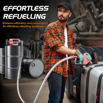 Mxmoonant Fuel Transfer Pump Kit, Battery Powered Diesel Transfer Pump 12GPM Portable Self Priming Pump with 2 Lithium Batteries, Auto Fuel Nozzle, Hose for Kerosene Boat Truck