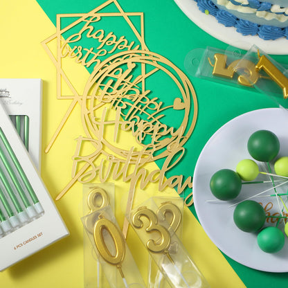 Yerliker 34 Pcs Happy Birthday Cake Toppers Decorations Birthday Candles DIY Cake Decor for Men Women Wedding Anniversary(Jungle)