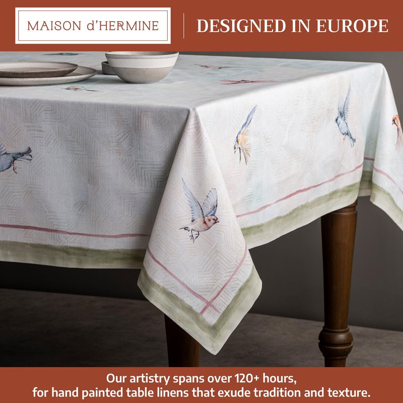 Maison d' Hermine Table Cloth Rectangle Table 100% Cotton 60 x 120 Inches Tablecloth Reusable Decorative for Dining Kitchen Room Farmhouse Home Gifts for Mothers Day Spring Summer - Flying Birds