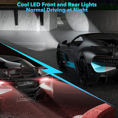 MIEBELY Remote Control Car Bugatti Divo 1/16 Scale Rc Cars 12Km/h 2.4Ghz Licensed Model Car 7.4V 500mAh Toy Car Headlight for Adults Boys Girls Age 6-12 Years Birthday Ideas Gift