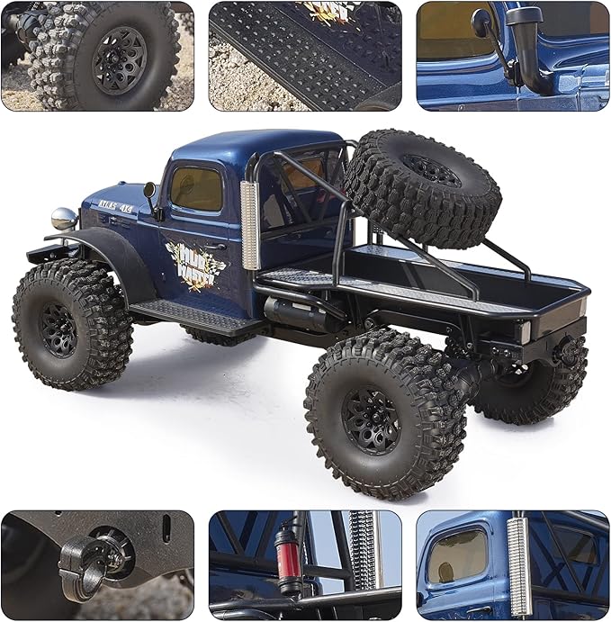 BEEZRC RocHobby 1/10 Scale Atlas RC Truck 4WD 2.4GHz RC Crawler RS RC Offroad Car Hobby Grade RC Remote Control car with Vehicle Transmitter for Adults(Blue)